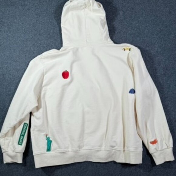 Parke Womens Relaxed Fit Hoodie Sweatshirt French Terry Cream Embroidered Sz XXL - Picture 2 of 15